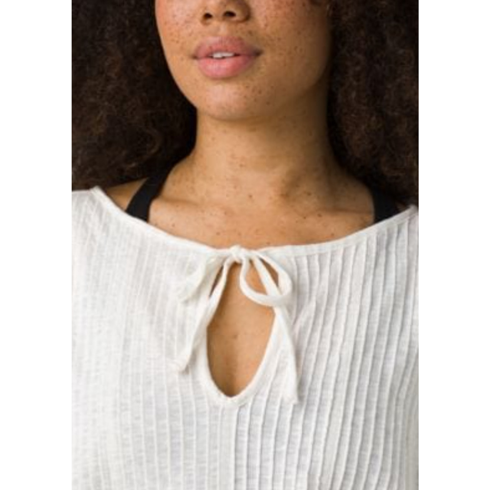 PRANA Women's Ocupas Popover Top Medium Soft White Pintuck Short Sleeve NWT - Picture 2 of 12